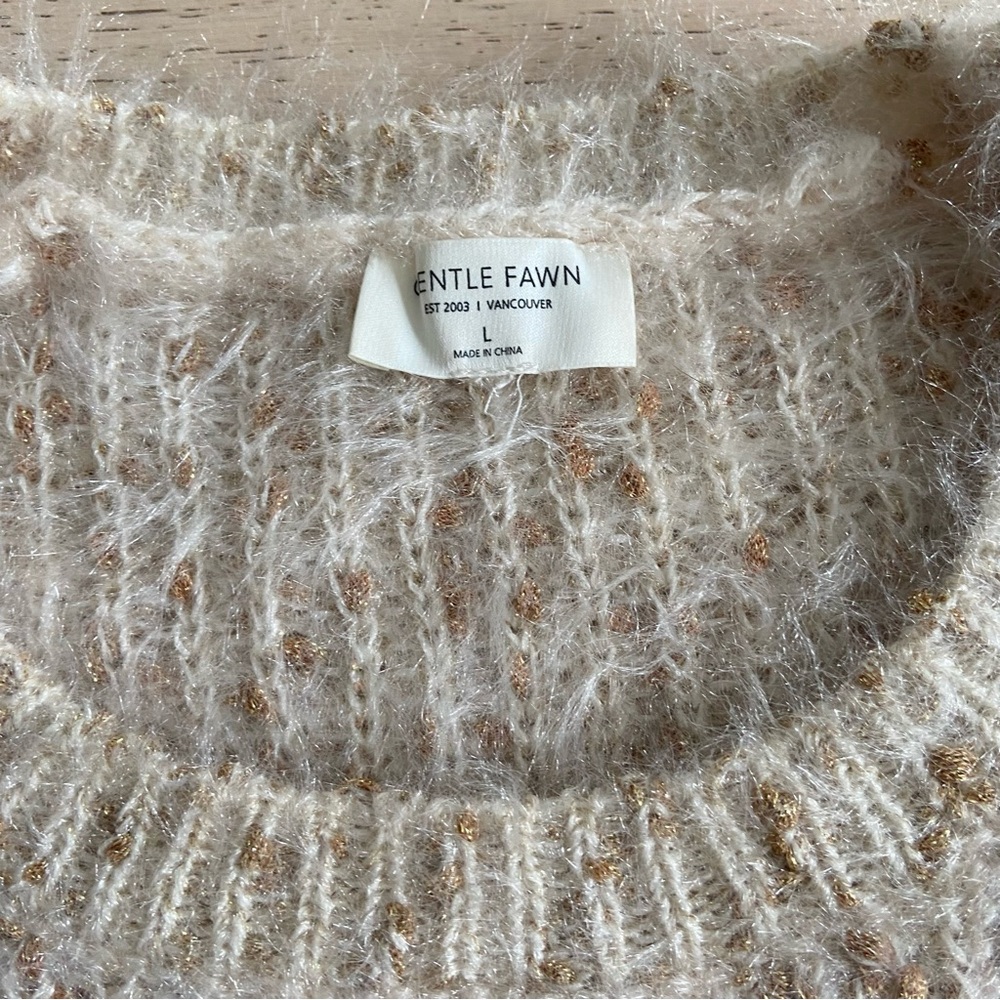 GENTLE FAWN Marie Soft Knit Sweater Large Copper Flecks Cozy EUC - Picture 4 of 7